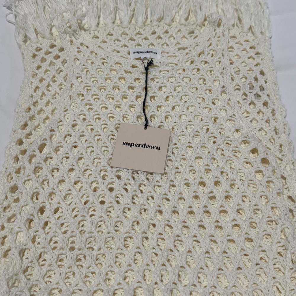 Superdown Ivory Crochet Knit Top